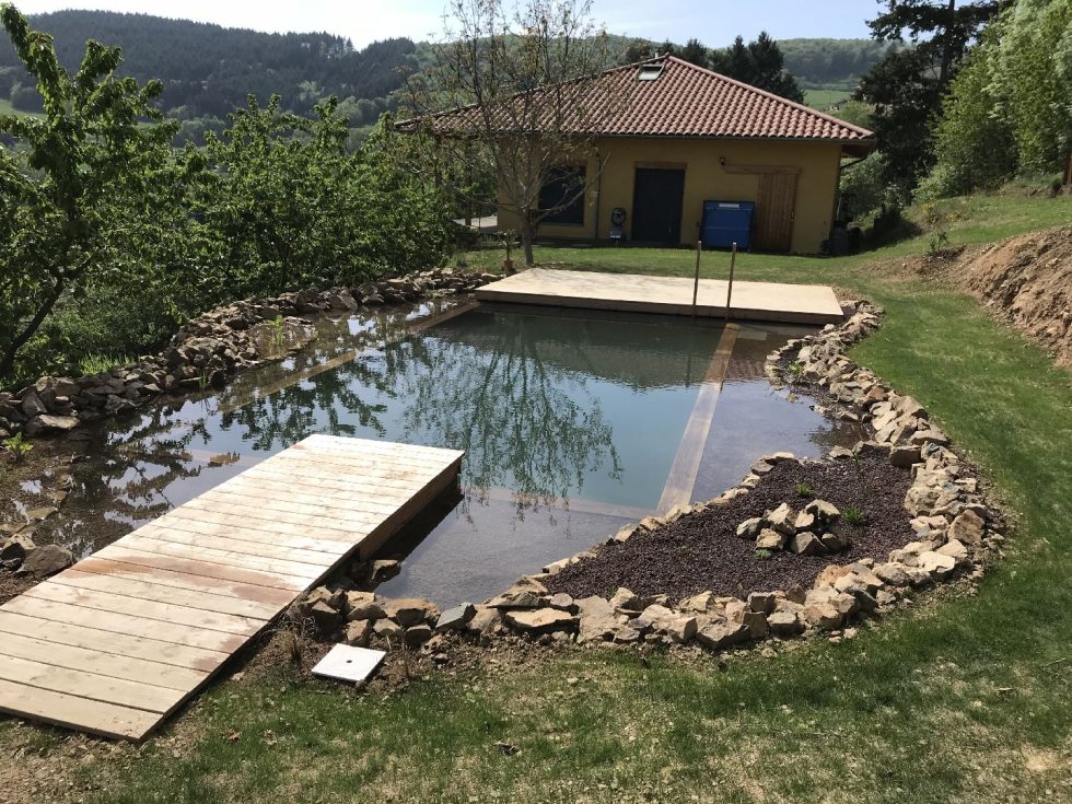 Bassin de baignade avec bois immergé Tarare